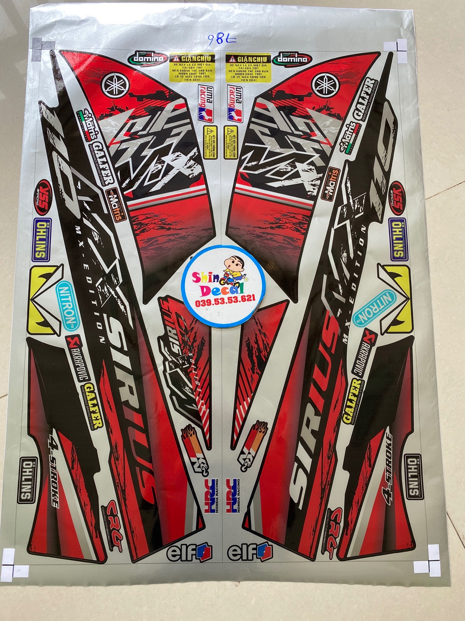 Tem rời Sirius Mx đỏ đen