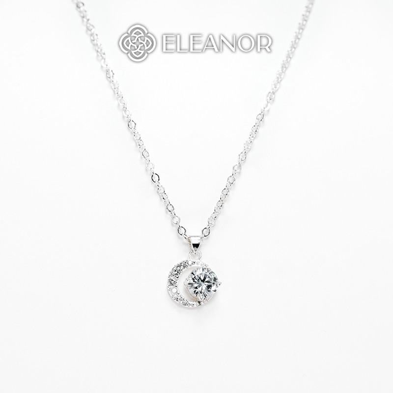  Dây chuyền nữ bạc 925 Eleanor Accessories vòng cổ hình mặt trăng đính đá phụ kiện trang sức 6454 
