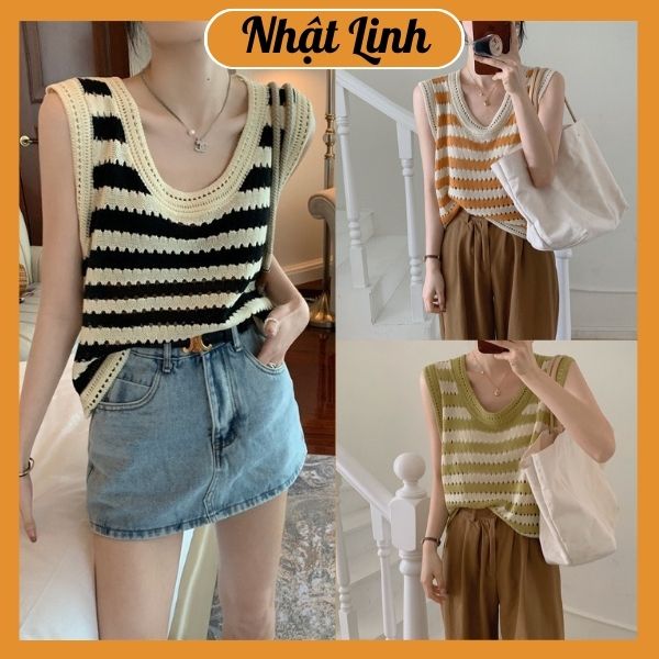 Áo len nữ áo len mongtoghi dệt kim mỏng ba lỗ form rộng sát nách NHẬT LINH - A53