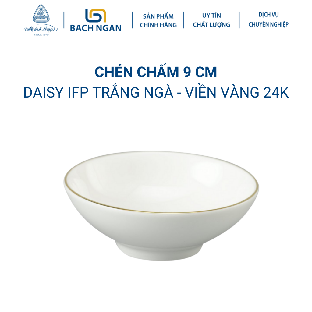 Bộ 5 chén chấm minh long 9cm – daisy ifp viền chỉ vàng