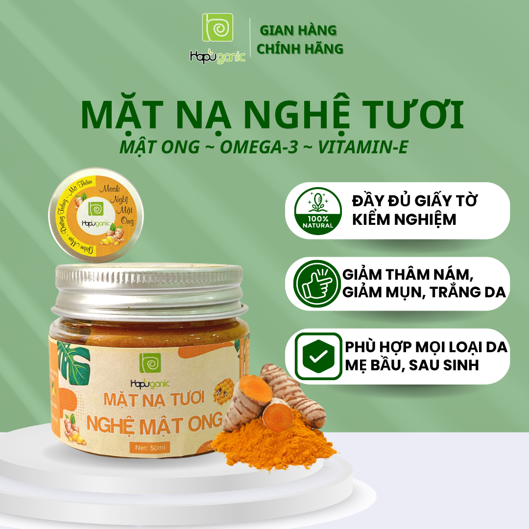 Mặt nạ nghệ tươi mật ong HaPuganic mờ thâm nám ngừa mụn và dưỡng trắng mịn da