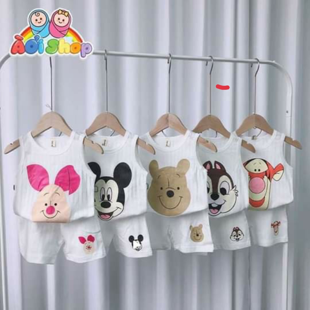 Sét 5 bộ ba lỗ cottn giấy trơn in hình