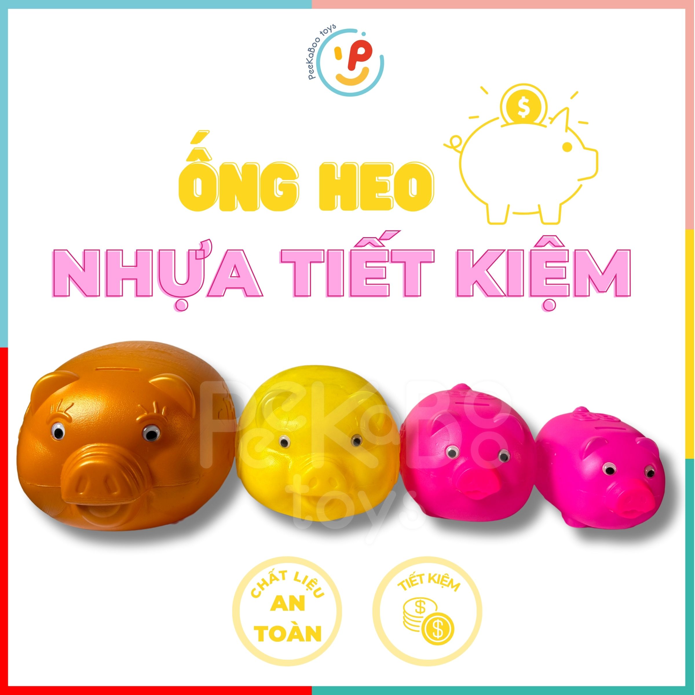 (Hàng VN) Ống heo nhựa cho bé tập tiết kiệm nhiều kích cỡ peekabootoys