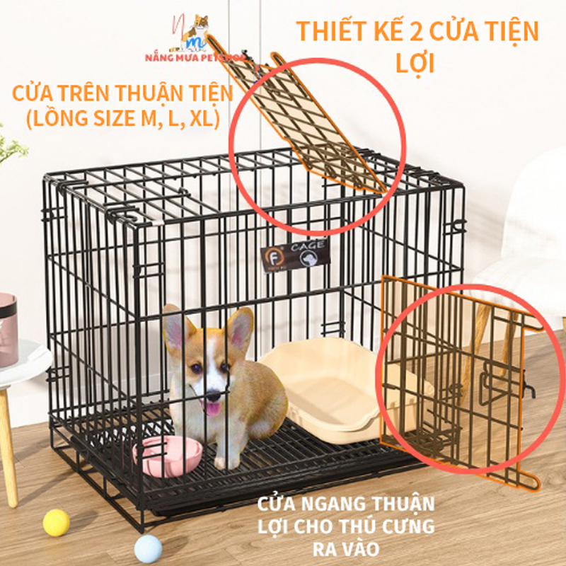 Chuồng gấp gọn cho thú cưng, chuồng chó, chuồng mèo, chuồng thỏ, dễ lắp ráp, chắc chắn và dày dặn, có kèm khay đựng
