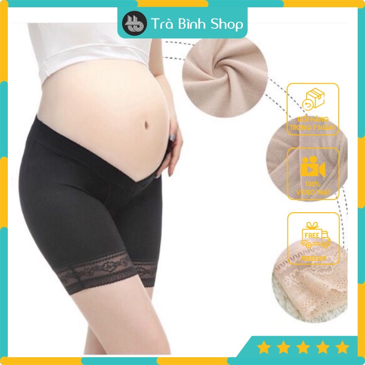 Quần mặc trong váy cạp chéo phối ren ống cho bà bầu