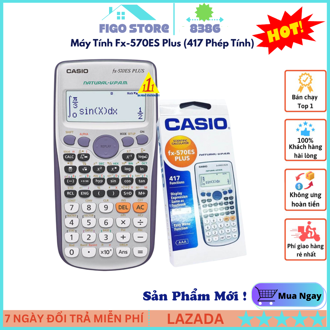 { New Sale } Máy tính casio, máy tính, Máy Tính Cầm Tay Fx-570ES Plus 417 Phép Tính, Máy Tính Bỏ Túi Cho Sinh Viên, Máy Tính Kế Toán Thực Hiện Phép Tính Nhanh, Chính Xác, Bảo Hành 1 Năm