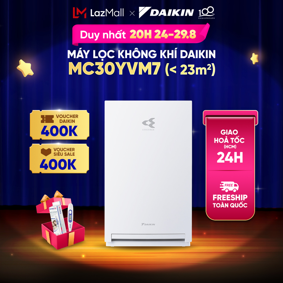 Máy lọc không khí daikin mc30yvm7 - phù hợp phòng 23m2 - công nghệ streamer độc quyền