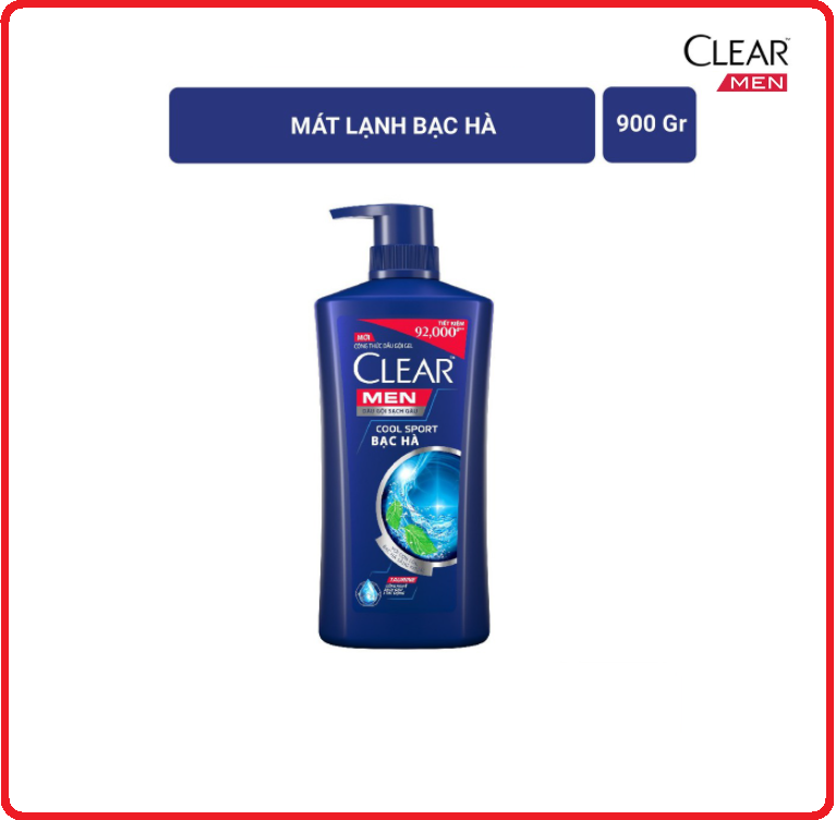 Dầu Gội CLEAR MEN Mát Lạnh Bạc Hà Chai 900g