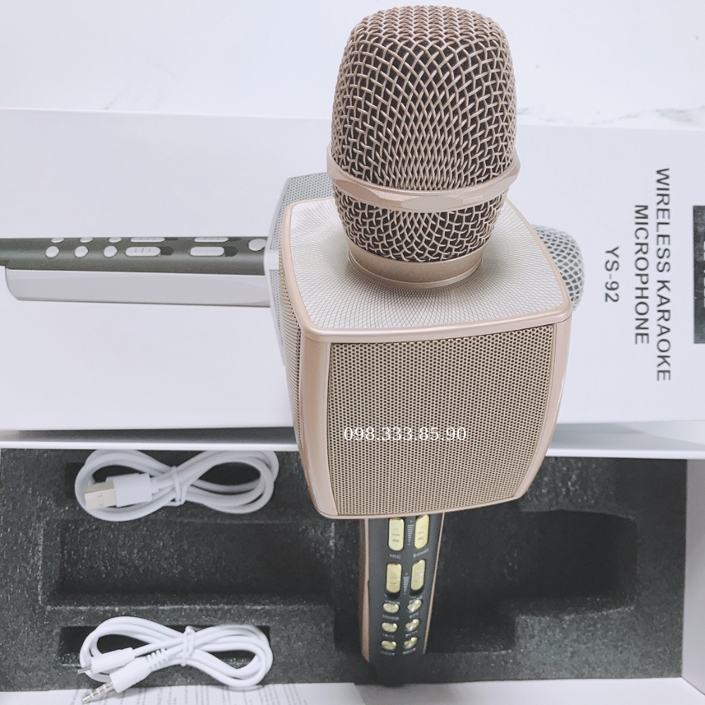 Micro Karaoke Cao Cấp YS92 Bluetooth Cầm Tay, Âm thanh Cực trong, Thu âm cực xa, BH 12 tháng