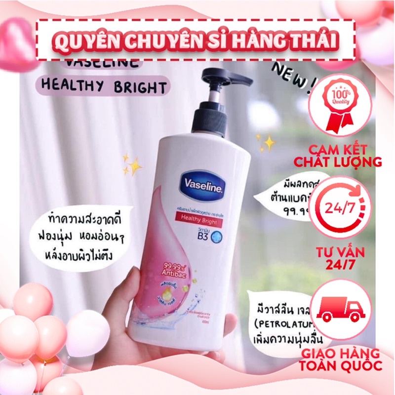 Sữa tắm sáng da vaseline 430ml thái lan