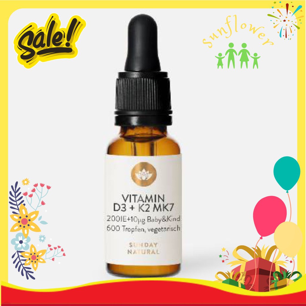 Vitamin D3 K2 Mk7 Đức Sunday Natural Tăng Chiều Cao Cho Bé 200IE Shop Sunflower