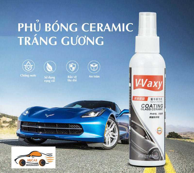 Phủ Tráng Gương, kính Ceramic V-Vaxy Tạo hiệu ứng lá sen trên kính lái oto giúp ko bị đọng nước trên kính