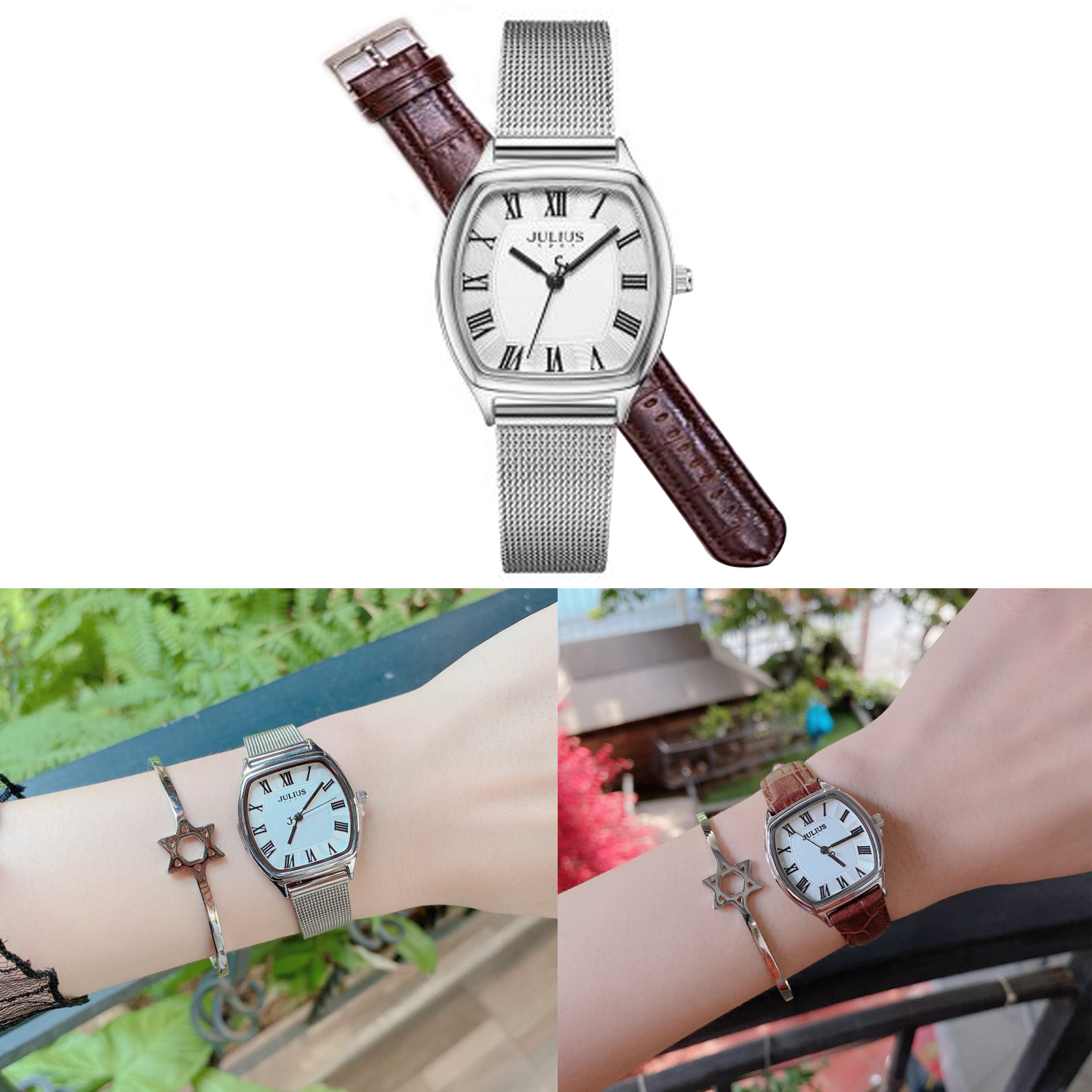 Đồng hồ nữ julius hàn quốc ja-1242a1 dây thép - tặng kèm dây da