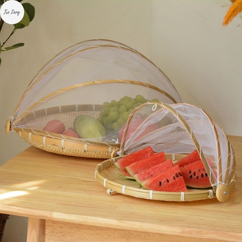 Lồng bàn tre, mẹt lồng bàn gấp gọn decor nhiều Size thân thiện với môi trường TRE LÀNG
