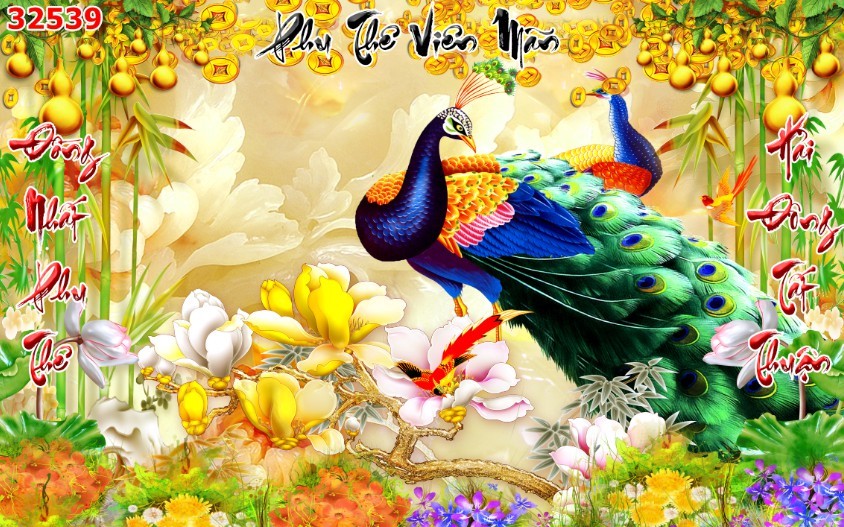 tranh dán tường 3D công phượng trang trí nhà phòng khách phòng ngủ hàng quán giá rẻ đẹp in theo kích thước yêu cầu