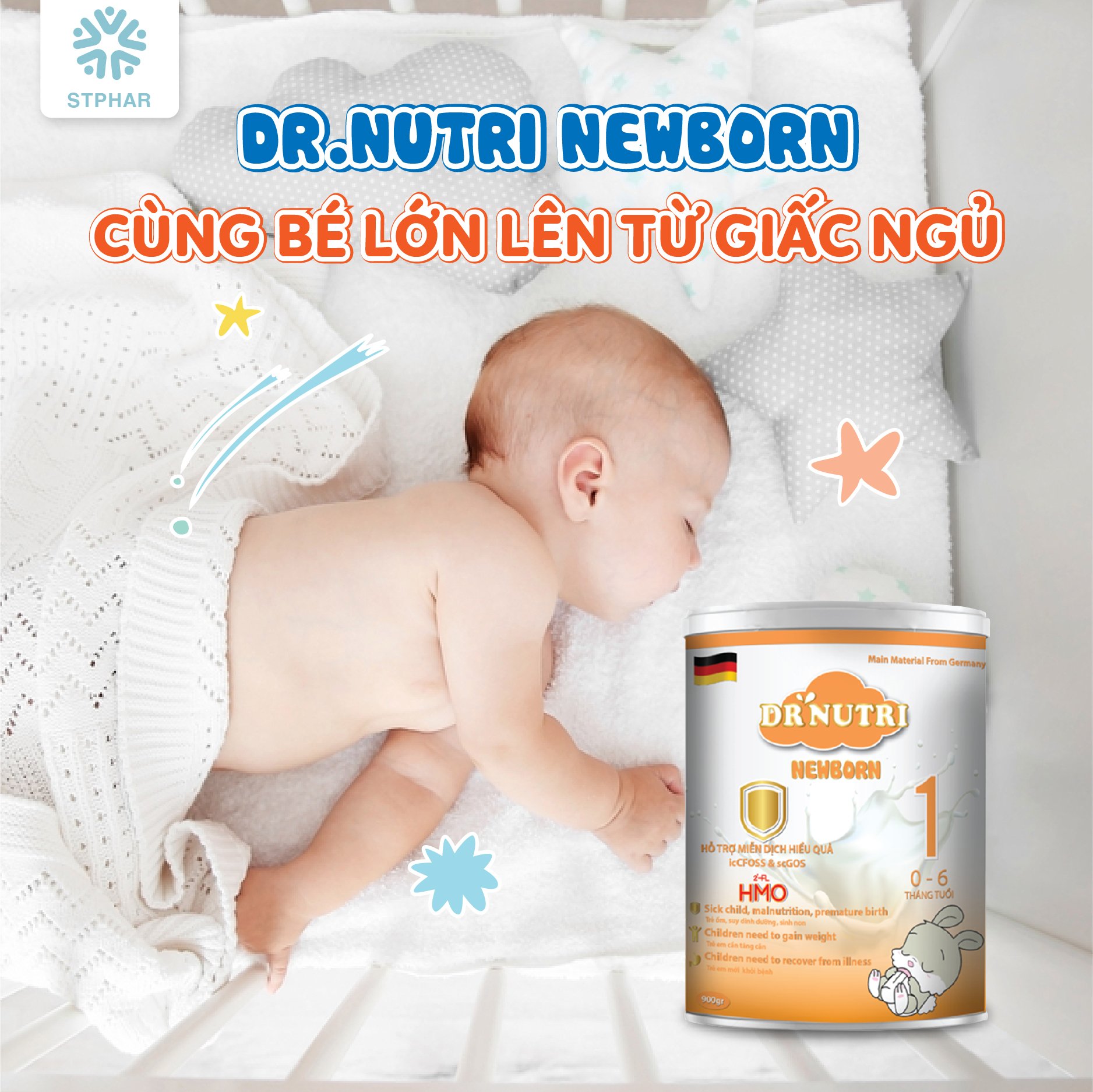 Sữa bột dinh dưỡng sơ sinh Dr Nutri Newborn 900g