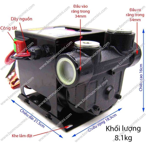 Bơm xăng dầu nhớt 12v/24v 550w dp-4015 | máy bơm dp4015 12v/24v