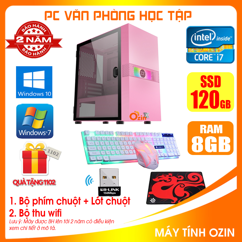 [Trả góp 0%]Case máy tính để bàn VP LED Hồng Pentium G2010 / i3-2100 / i5-2330 / i5-3330 / i7-2600 / Ram 4GB-8GB/ SSD 120-240GB  ... [Tặng Phím chuột, thu wifi, bàn di] VPG2 VPi32 VPi52 VPi53 VPi72 LOZ