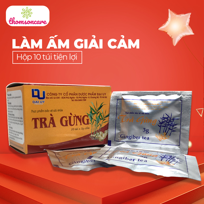 Trà gừng giải cảm ĐY lạnh cúm ấm hộp 10 gói 3g