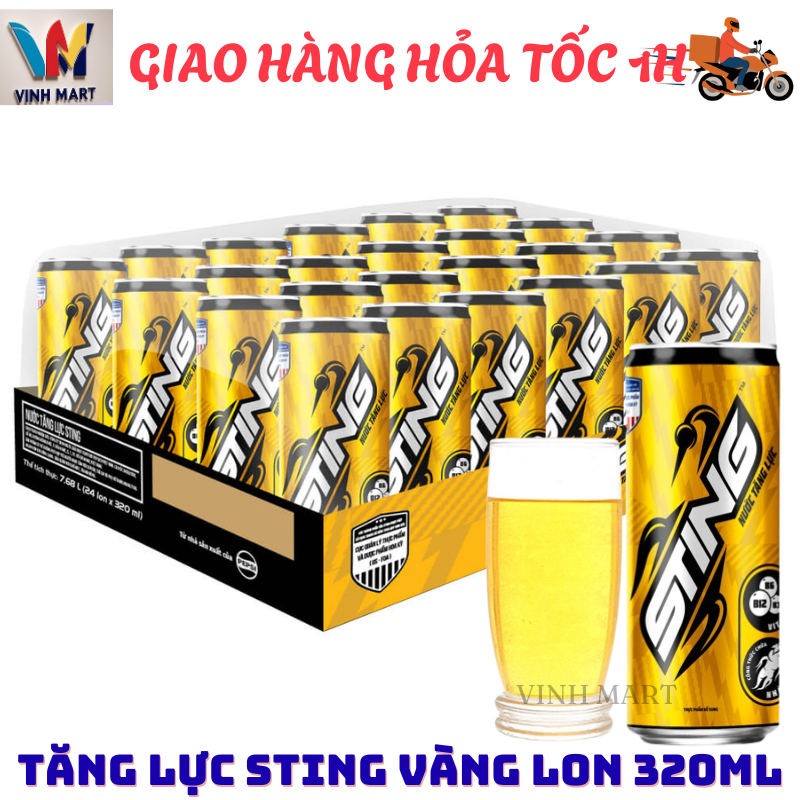 [ CHỈ GIAO CHO ĐƠN HỎA TỐC Ở HCM ] Tăng Lực Sting Vàng Nhân Sâm Thùng 24 Lon 320 Ml