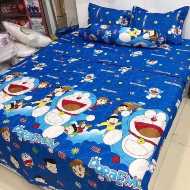 [HCM]Bộ chăn ga cotton 5 món - 4 món mẫu doremon 1m6x2m.IB CHỌN MẪU  - ( 1 DRAP + 1 ÁO GỐI ÔM + 2 ÁO GỐI NẰM + 1 CHĂN HÈ )