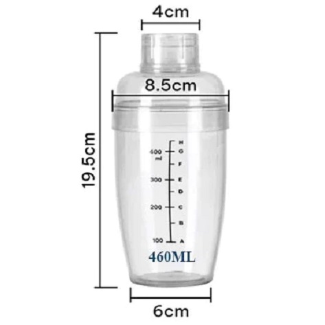 Bình lắc nhựa - shaker 460ml có chia vạch