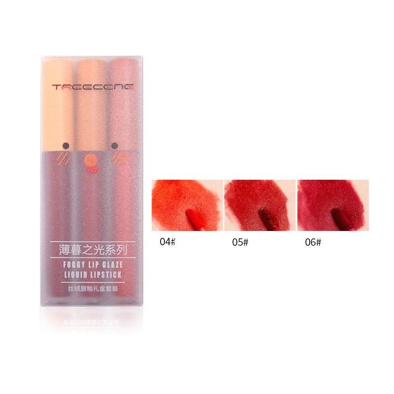 Son kem lì Treeceng siêu xinh mềm - mịn mượt - lâu trôi - an toàn fluffy lip glaze set 3 cây - set a & b - hàng auth