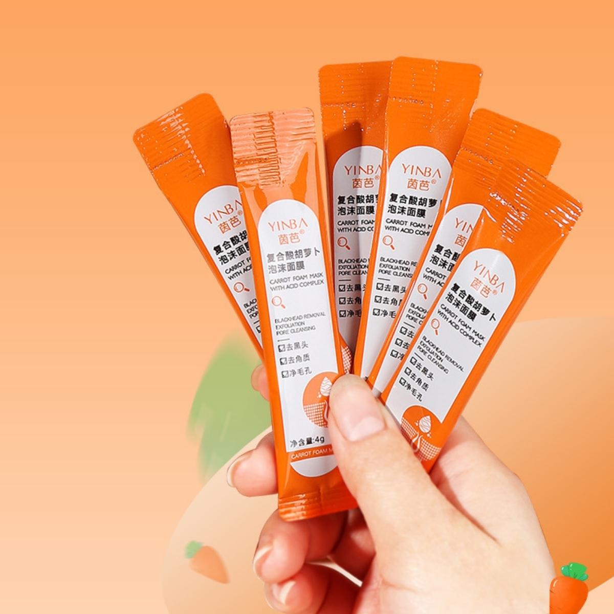 Mặt nạ cà rốt sủi bọt thải độc sáng da sạch mụn, mặt nạ thải độc cà rốt kiềm dầu dưỡng da cấp ẩm 5 gói