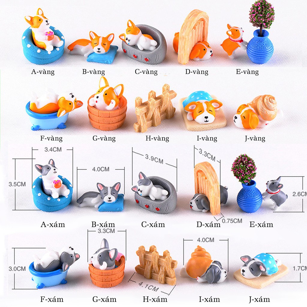 Mô hình chó siêu quậy đi biển trang trí tiểu cảnh, sen đá, chậu cây, bể cá, thủy sinh, terrarium, bánh kem