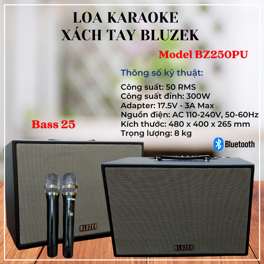 LOA KÉO KARAOKE XÁCH TAY BLUZEK BZ250PU - BASS 25 - BẢO HÀNH 12 THÁNG LOA KÉO KARAOKE XÁCH TAY BLUZEK BZ250PU - BASS 25 - BẢO HÀNH 12 THÁNG