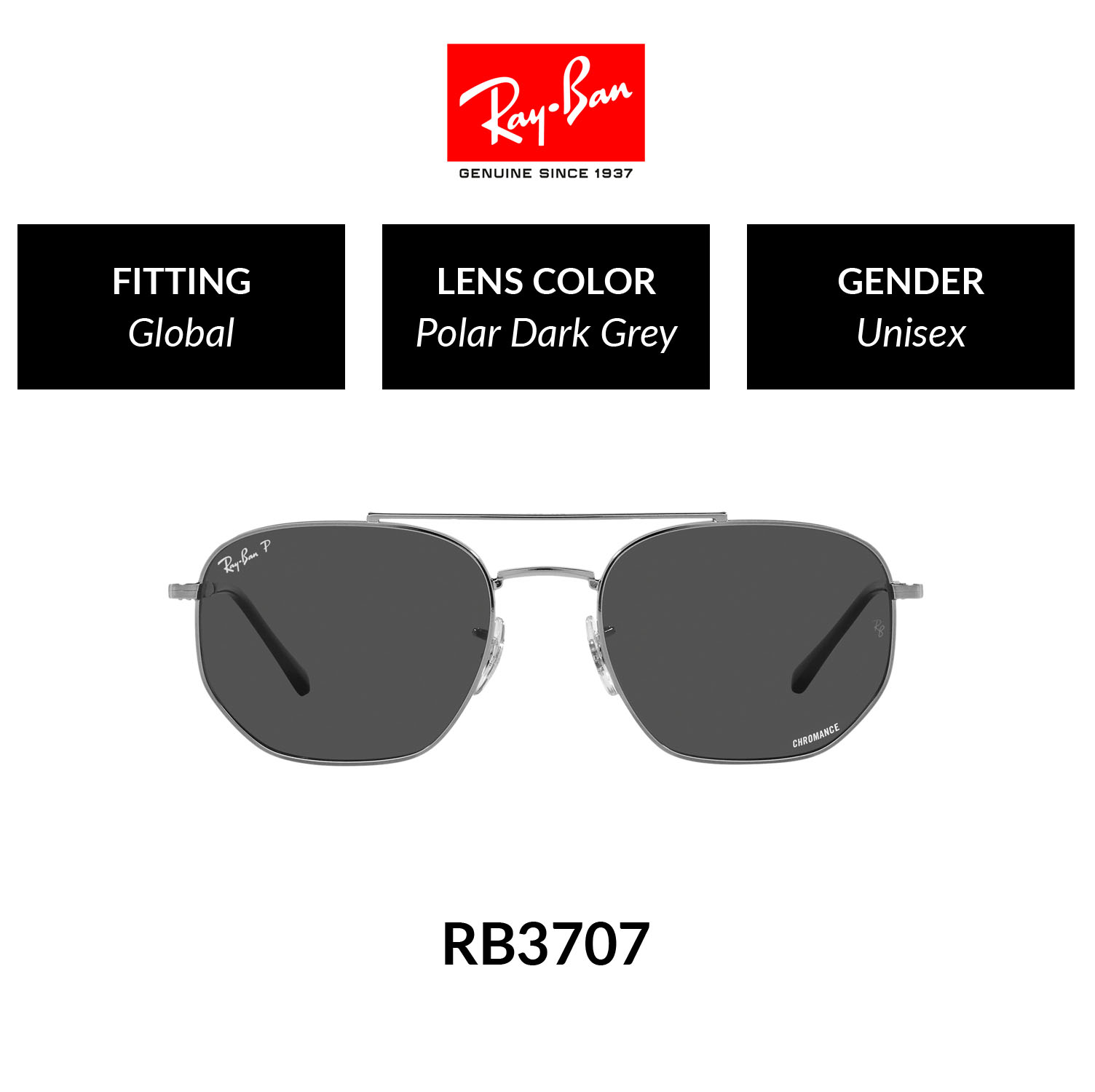 Mắt kính ray-ban - polarized - rb3707 004/k8 size 57 - kính mát