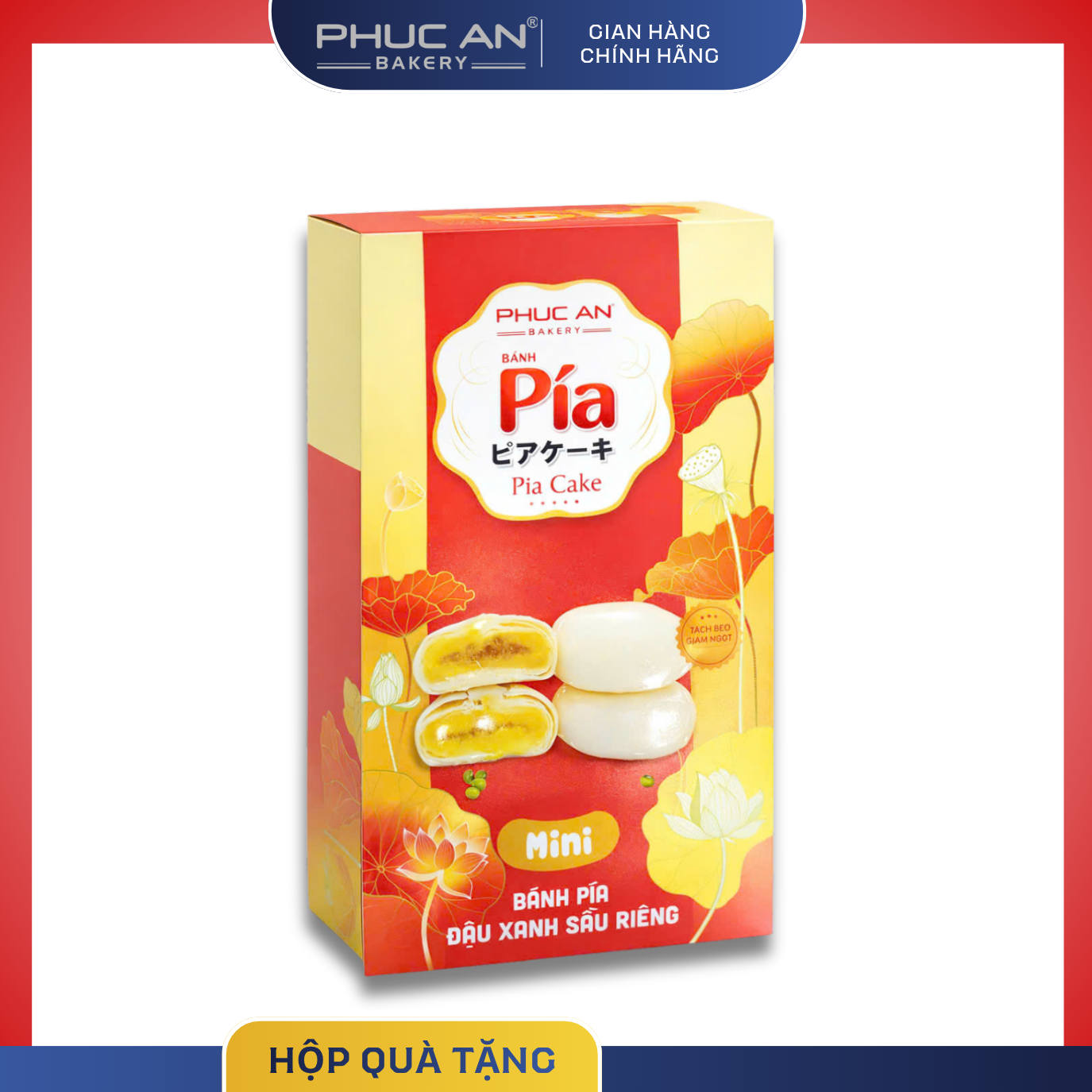 Hộp Bánh Pía Phúc An - Đậu Xanh Sầu Riêng - 320gr/16 bánh/hộp