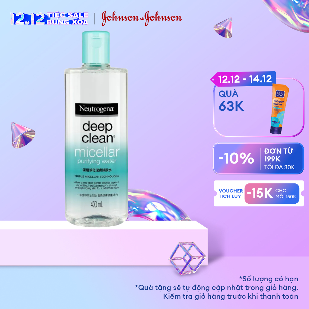 Nước tẩy trang thanh lọc và làm sạch sâu Neutrogena Deep Clean micellar purifying water 400ml - 101016742