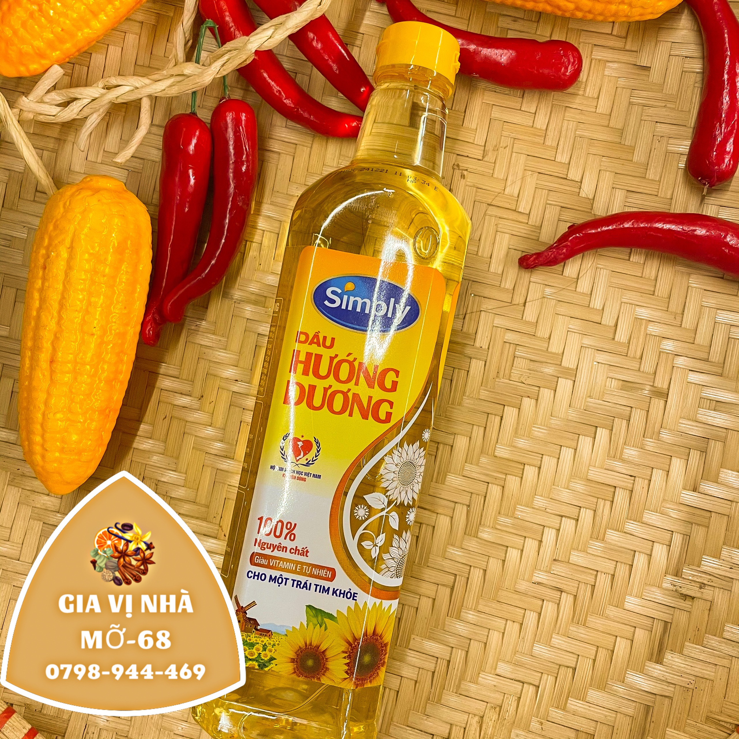 Dầu ăn simply hướng dương nguyên chất đóng chai- 1lít