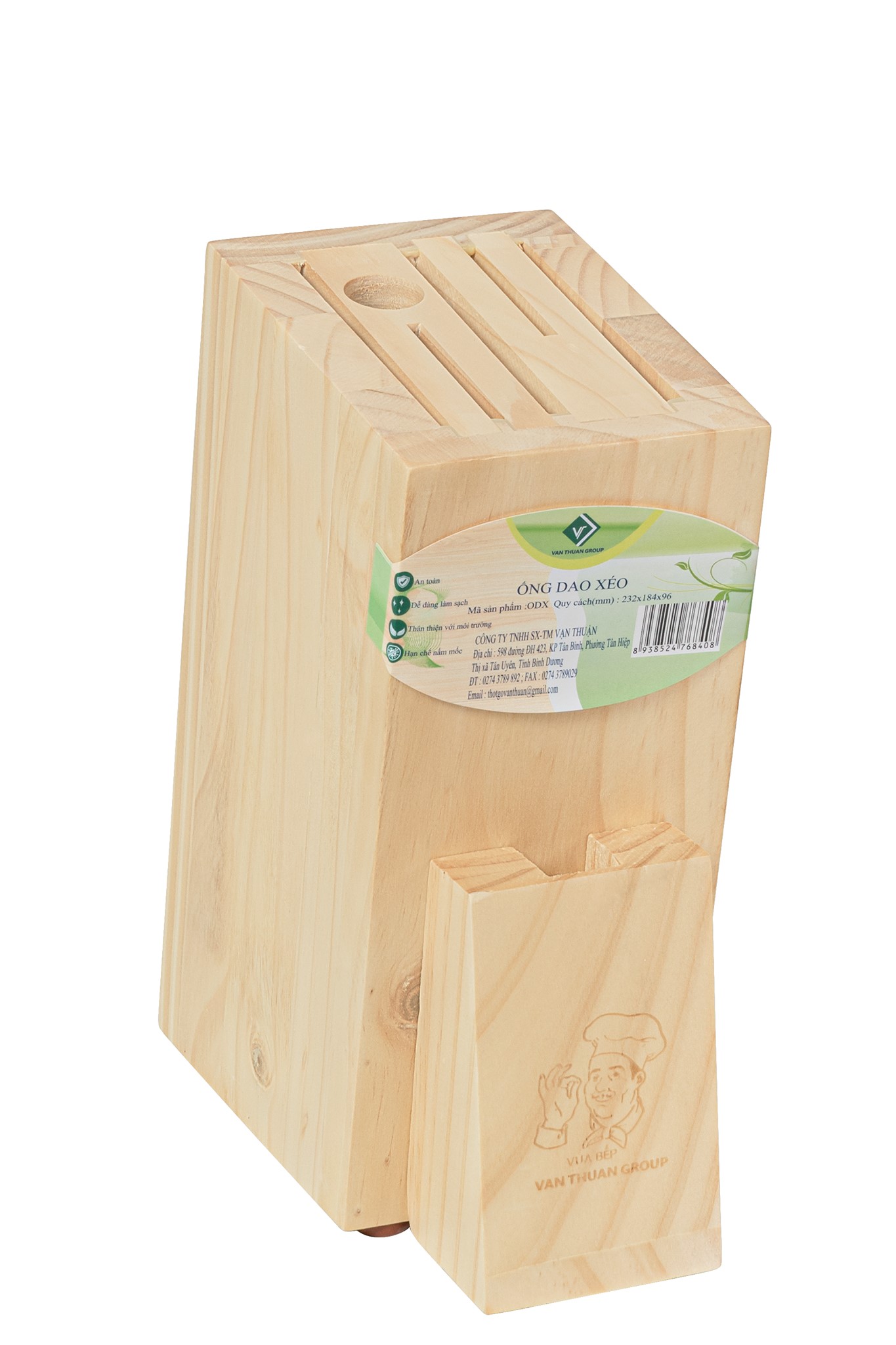 Ống Cắm Dao Xéo-Làm Bằng Gỗ Thông Tự Nhiên Thiết Kế Hiện Đại Tỉ Mỉ