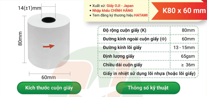 K80x60 Combo 40 cuộn Giấy in hóa đơn, giấy in bill
