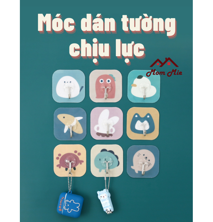 Móc dán tường chịu lực treo đồ đa năng, hình thú dễ thương - J221