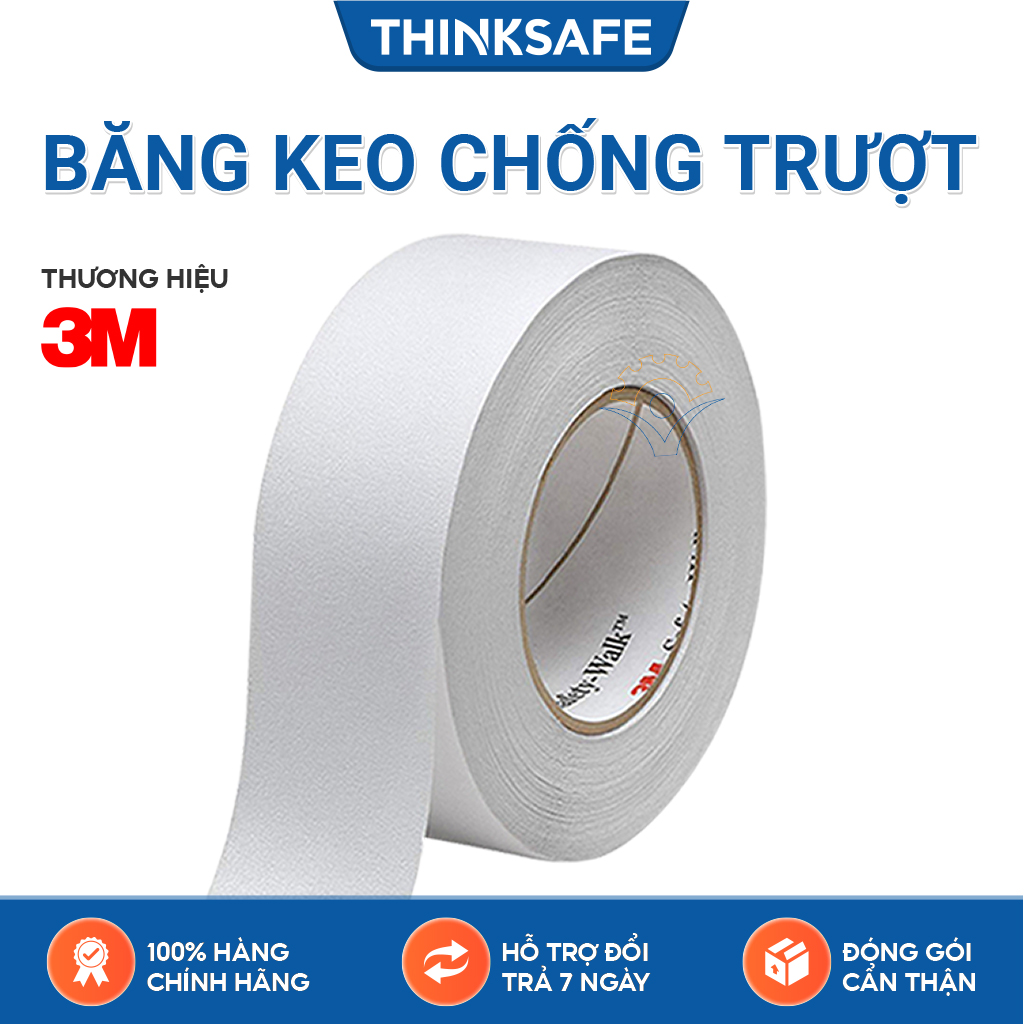 Băng keo chống trượt 3M 220 dán chống trơn trượt cho nhà tắm, bồn tắm, cầu thang, tăng độ nhám chống trơn màu trắng đục - Bảo hộ Thinksafe