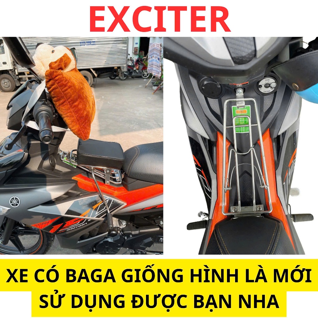( KHÔNG KÈM GỐI) Ghế ngồi xe máy yên nệm không tựa xe máy Exciter , ghế đôn EXCITER inox