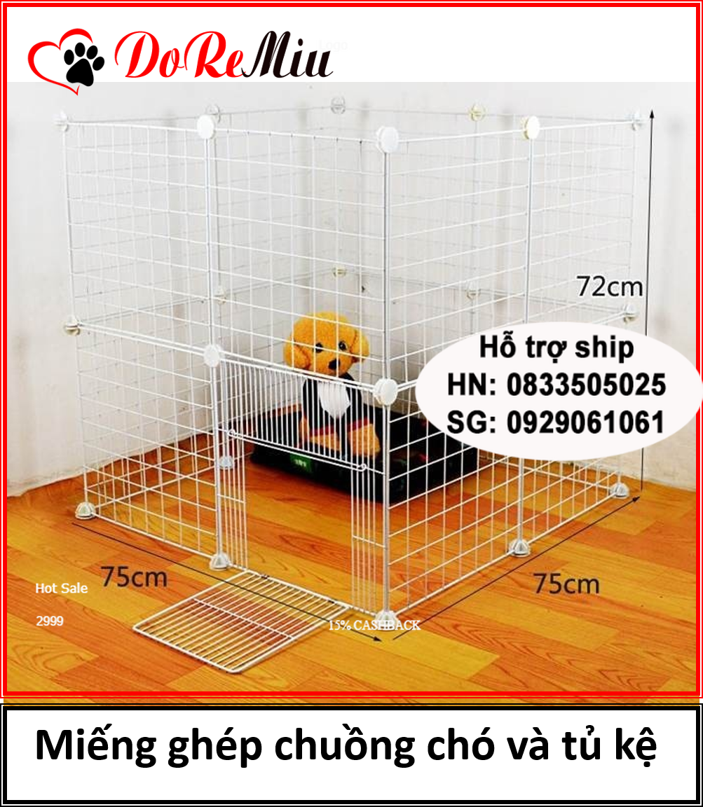 [Thu thập mã giảm thêm 30%] Miếng lưới lắp ghép đa năng doremiu MÀU TRẮNG size 35x35cm dùng ghép chuồng chó ghép tủ kệ lắp ghép quây thú cưng