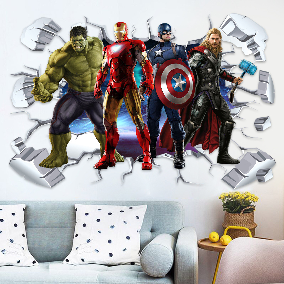 Decal dán tường Tranh dán tường biệt đội siêu anh hùng- decal dán tường Amyshop