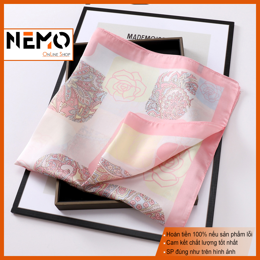 Khăn choàng cổ nữ chất liệu lụa mềm vuông đẹp nhiều kiểu mẫu, Turban, size 70 x 70 cm