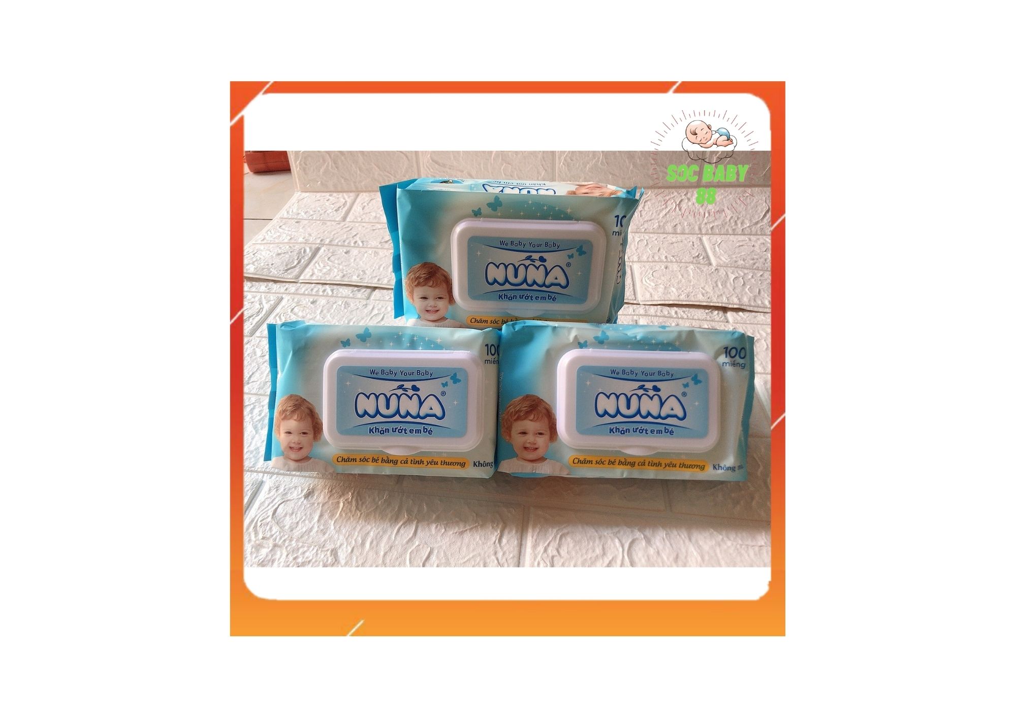 Khăn ướt nuna 100 miếng không mùi, an toàn cho bé, khăn ướt nuna nhà soc baby 88 an toàn cho bé yêu