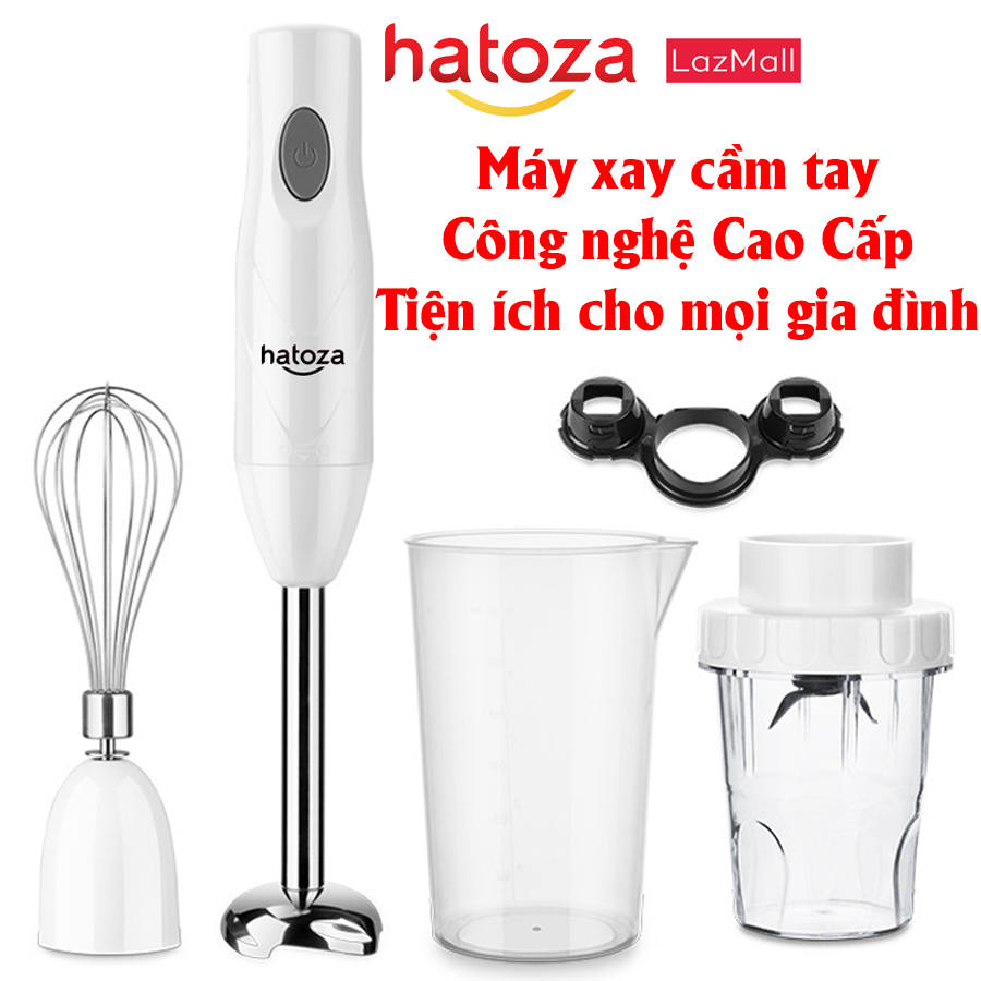 Máy xay sinh tố cầm tay Hatoza-HZ01-99 kèm cây đánh trứng [nhiều chế độ, xay thực phẩm nóng, xay thịt, công suất: 150W] bảo hành chính hãng 6 tháng