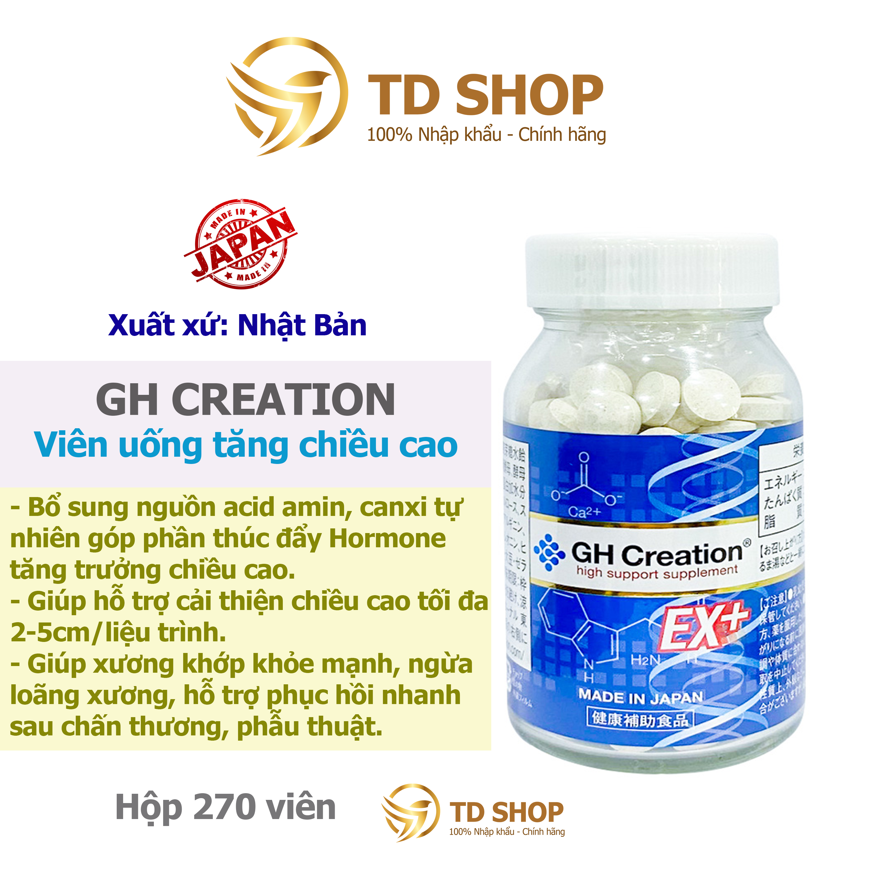 [NK Nhật] Viên uống GH EX+ hỗ trợ tăng chiều cao - TD Shop