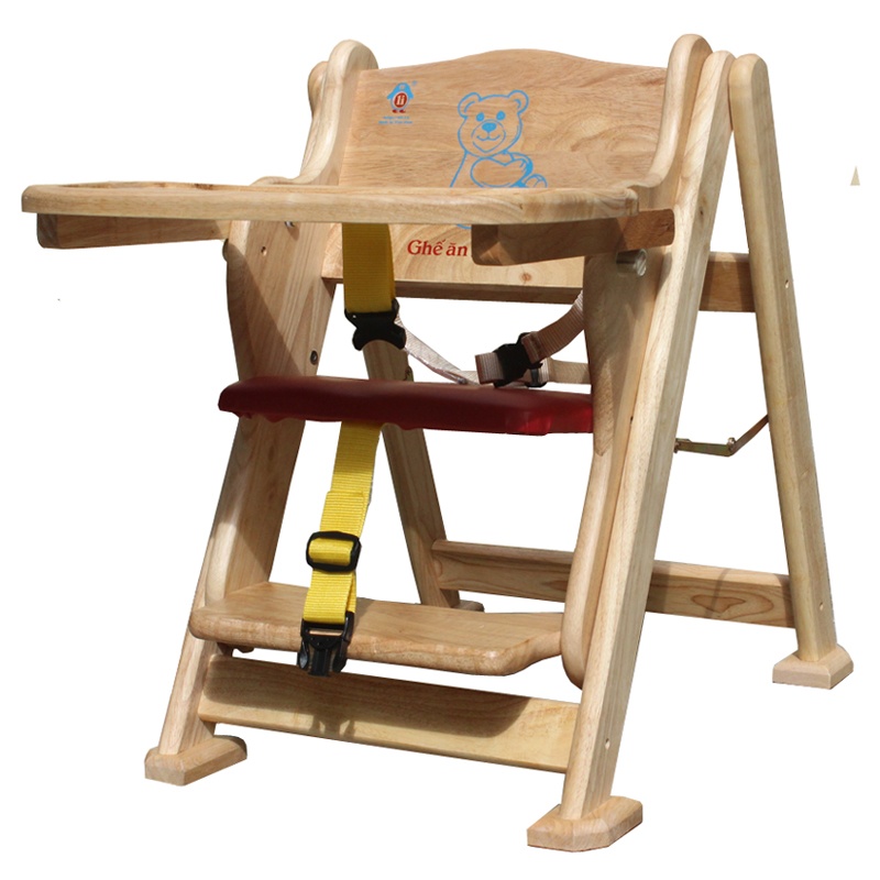 Ghế Ăn Dặm Bằng Gỗ Điều Chỉnh 3 Nấc Độ Cao Cho Bé
