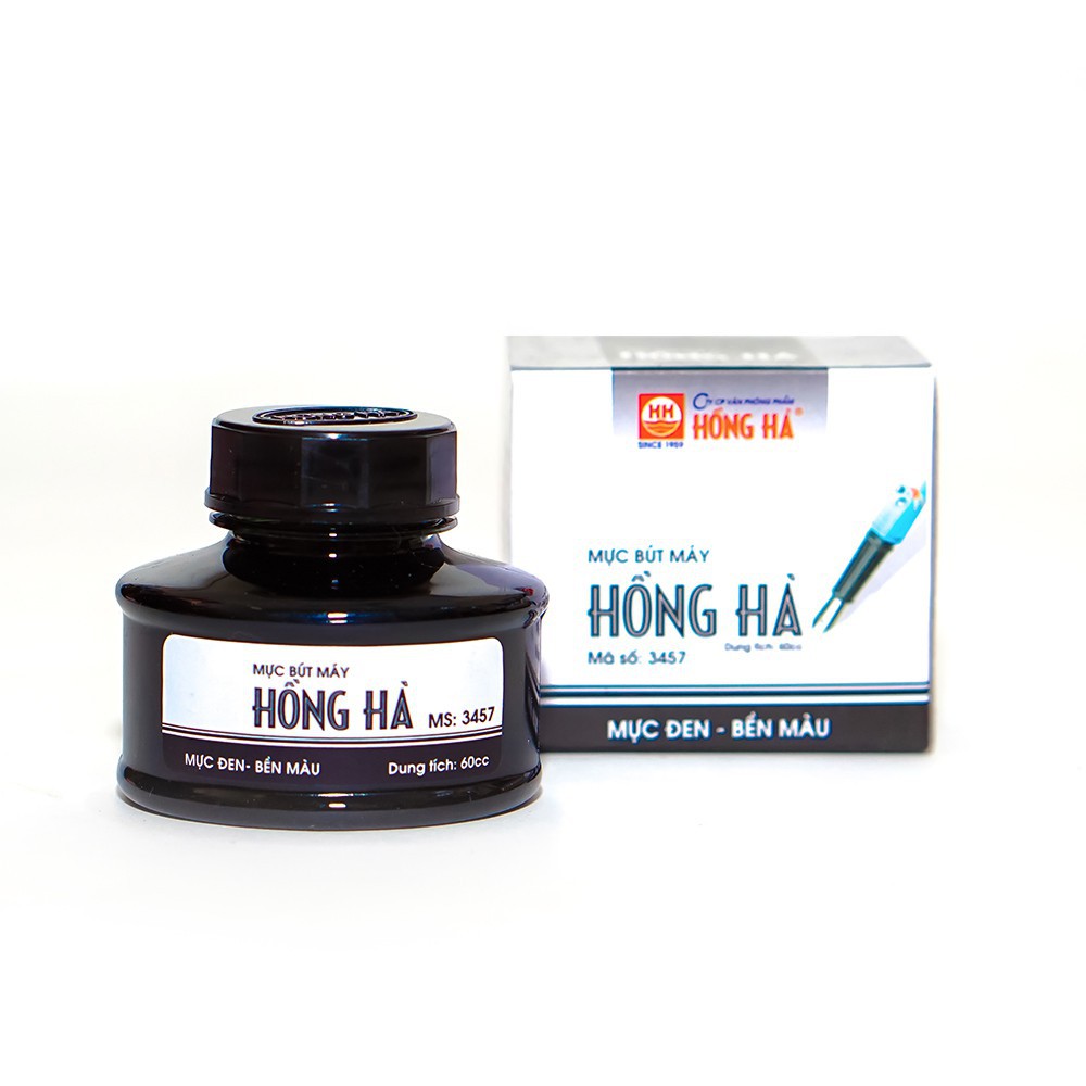 Mực lọ đen hồng hà 3457 - dành cho bút máy
