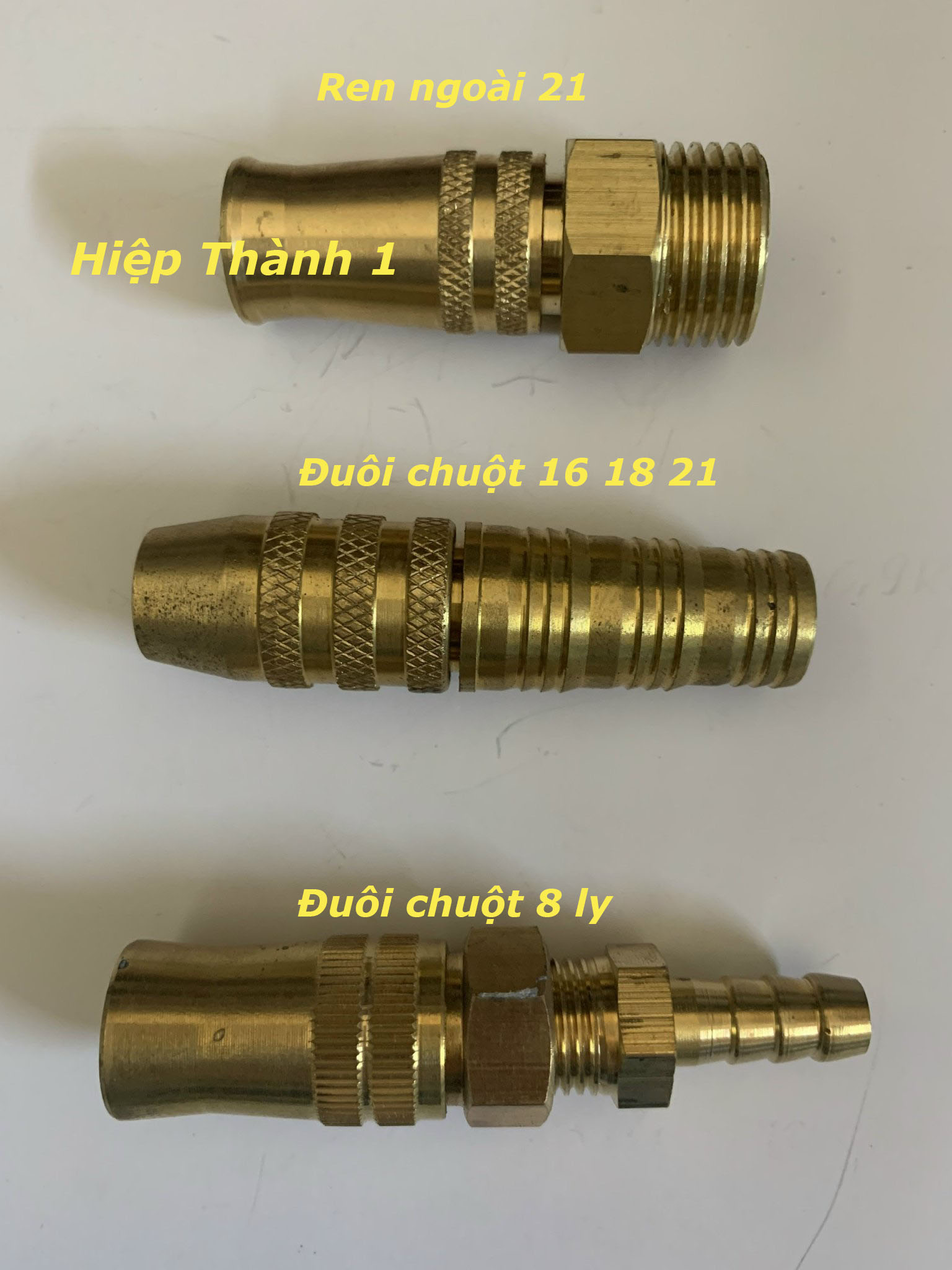 Béc rửa xe đồng thau, ren ngoài 21, đuôi chuột 16 18 21
