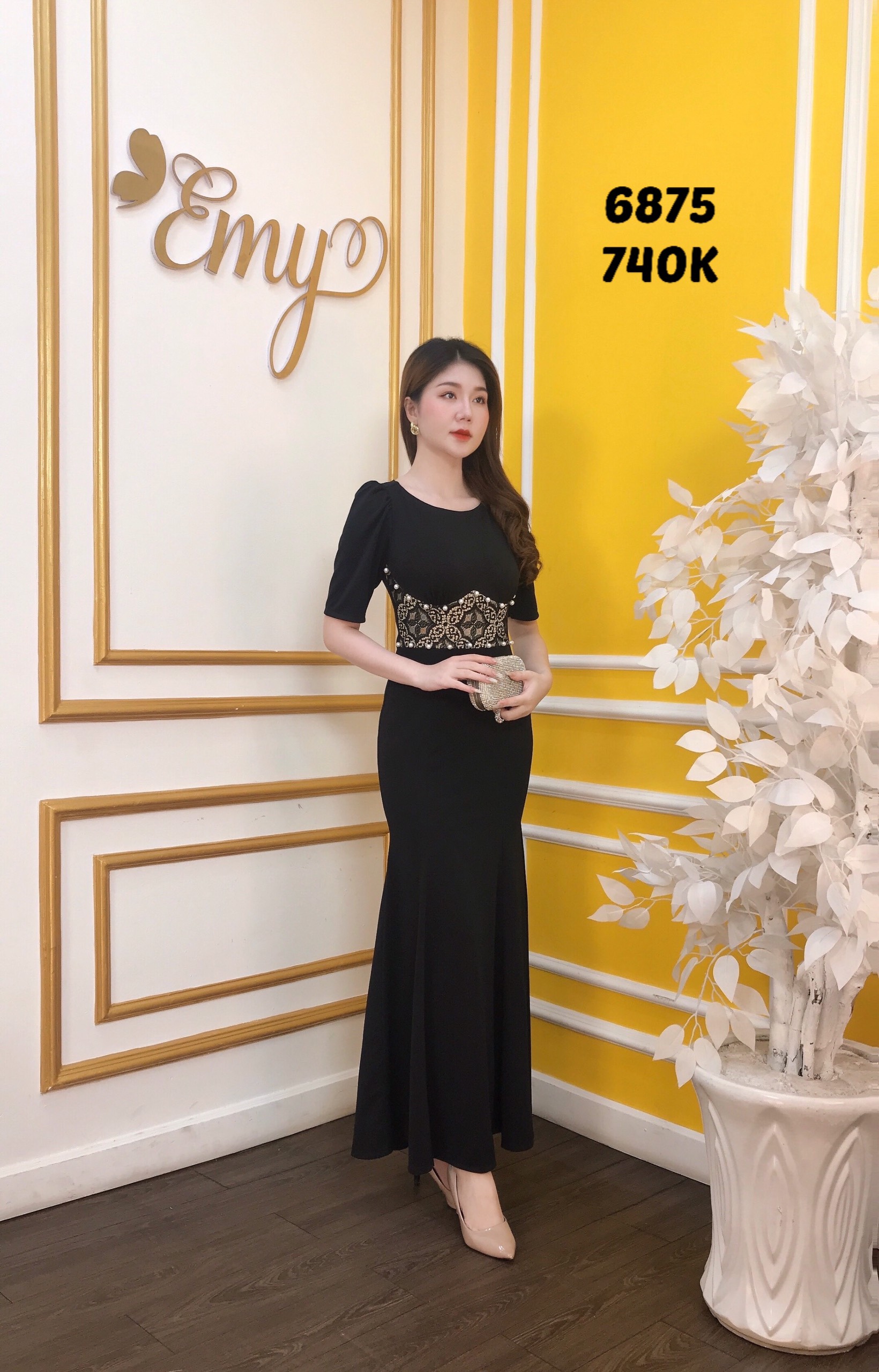 Đầm emy em6875 dạ hội phối ren