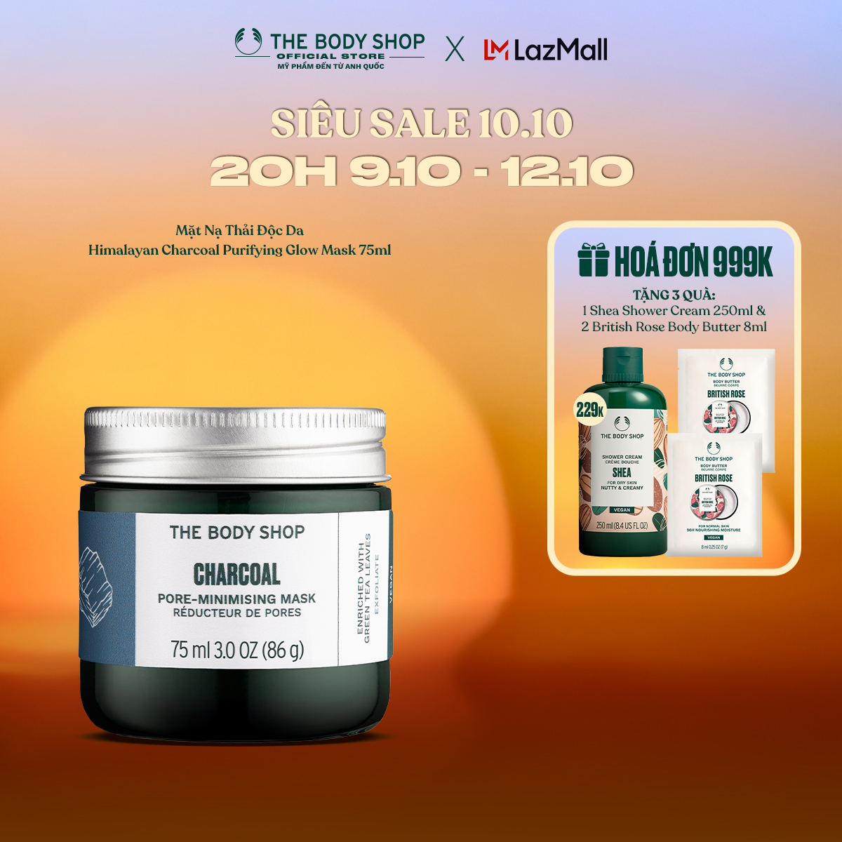 Mặt Nạ Thải Độc Da Himalayan Charcoal Purifying Glow Mask 75ml The Body Shop